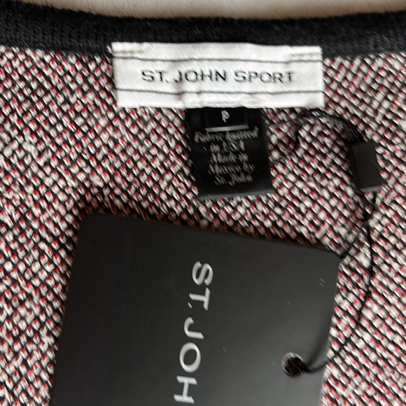 St. John Sport Madison Red Multi women’s size P beaded scoop neck black sweater - Picture 3 of 16